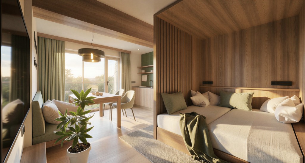 Wohnbereich im Familien-Appartement direkt an der Skipiste Hauser Kaibling © Kotrasch
